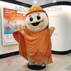 Beige Orange mascot costume character dressed with a Cover-up and Shawls