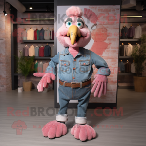 Pink Tyrkiet maskot kostume...