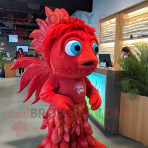 Red Betta Fish maskot drakt...