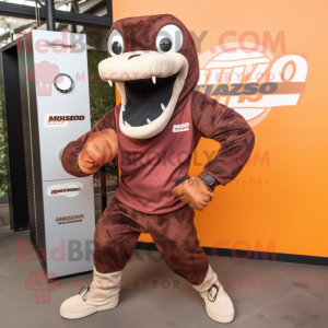 Rust Titanoboa mascot costume character dressed with a Joggers and Bracelet watches