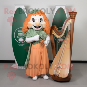 Peach Celtic Harp mascot costume character dressed with a Graphic Tee and Belts