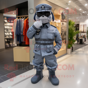 Grå Navy Soldier maskot...