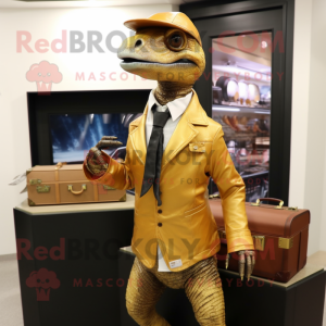 Guld Velociraptor maskot...