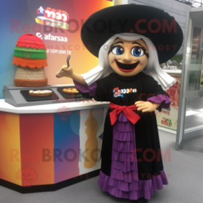 nan Fajitas mascot costume character dressed with a Maxi Skirt and Berets