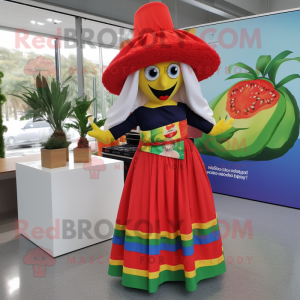nan Fajitas mascot costume character dressed with a Maxi Skirt and Berets