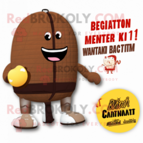 Brown Beef Wellington mascot costume character dressed with a Bikini and Wallets