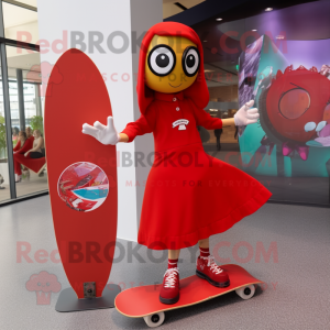 Rød skateboard maskot drakt...