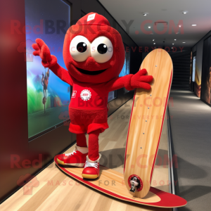 Rød skateboard maskot drakt...