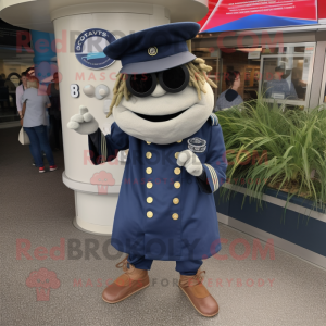 Navy Gyro mascot costume character dressed with a Cover-up and Shoe clips