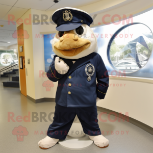 Navy Gyro mascot costume character dressed with a Cover-up and Shoe clips