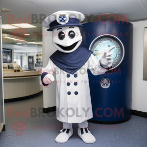 Navy Gyro mascot costume character dressed with a Cover-up and Shoe clips