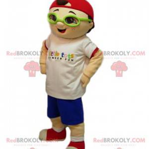 Kleine jongen mascotte met een rode dop - Redbrokoly.com