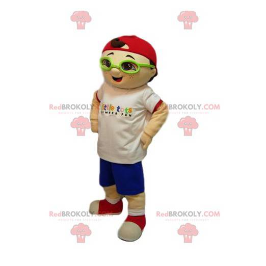 Mascote garotinho com boné vermelho - Redbrokoly.com