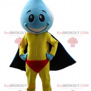 Superhero mascot with a head in the shape of a drop of water -