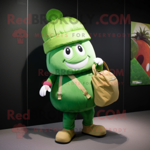 Green Turnip mascot costume character dressed with a Cargo Pants and Mittens