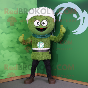 Forest Green Ramen mascot costume character dressed with a Henley Shirt and Digital watches