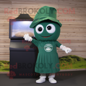 Forest Green Ramen mascot costume character dressed with a Henley Shirt and Digital watches