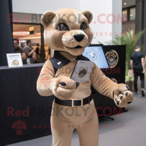 Tan Panther maskot drakt...