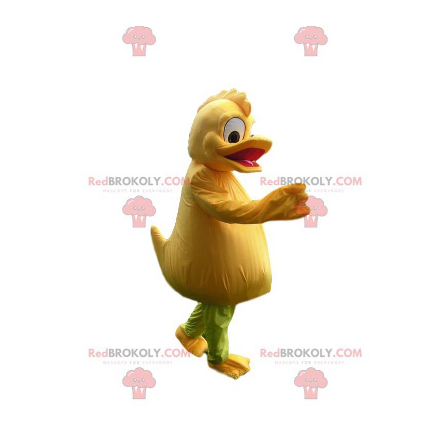 Mascota cómica pato amarillo con una bonita cresta -