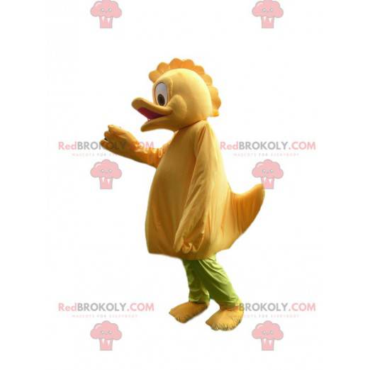 Mascota cómica pato amarillo con una bonita cresta -
