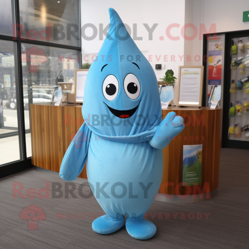 Sky Blue Pear mascot costume character dressed with a Hoodie and Scarf clips Sky Blue Pear mascot costume character dressed with a Hoodie and Scarf clips