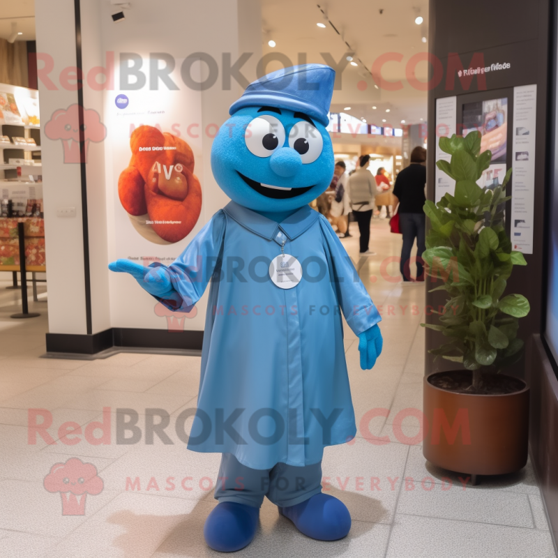 Blue Plum mascot costume character dressed with a Poplin Shirt and Watches