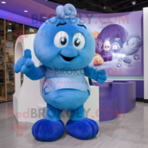 Blue Plum mascot costume character dressed with a Poplin Shirt and Watches