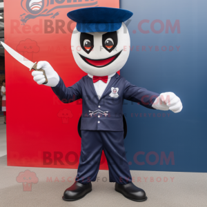 Navy Knife Thrower mascot costume character dressed with a Jacket and Ties