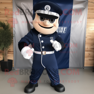 Navy Knife Thrower mascot costume character dressed with a Jacket and Ties