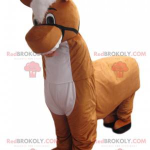 Brown and white donkey mascot. Donkey costume. - Redbrokoly.com