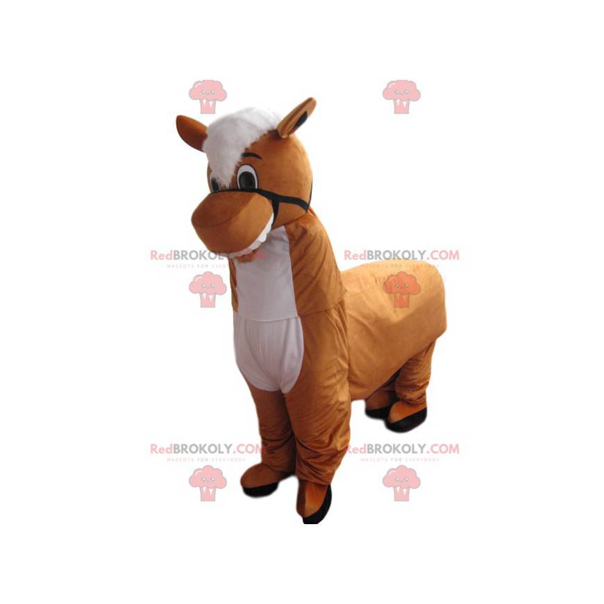 Braunes und weißes Eselmaskottchen. Esel Kostüm. - Braunes und weißes Eselmaskottchen. Esel Kostüm. -