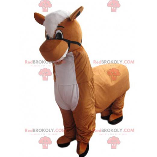 Brun och vit åsnan maskot. Åsondräkt. - Redbrokoly.com