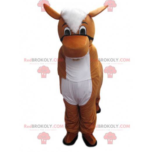 Brown and white donkey mascot. Donkey costume. - Redbrokoly.com