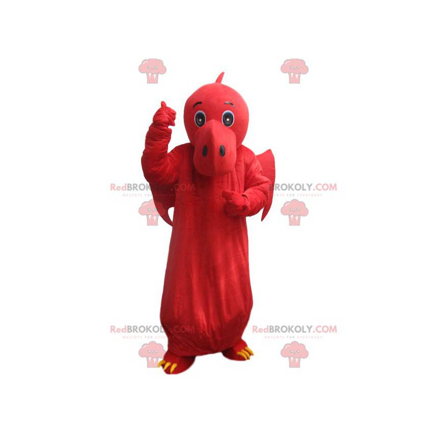 Mascote do dragão vermelho com asas. Fantasia de dragão - Mascote do dragão vermelho com asas. Fantasia de dragão -