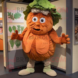 Rust Cabbage mascot costume character dressed with a Chinos and Mittens