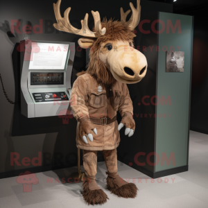 Rust Irish Elk mascot costume character dressed with a Romper and Scarf clips