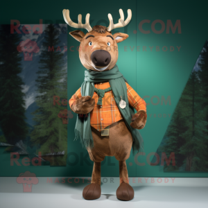 Rust Irish Elk personaje de disfraz de mascota vestido con clips de mameluco y bufanda