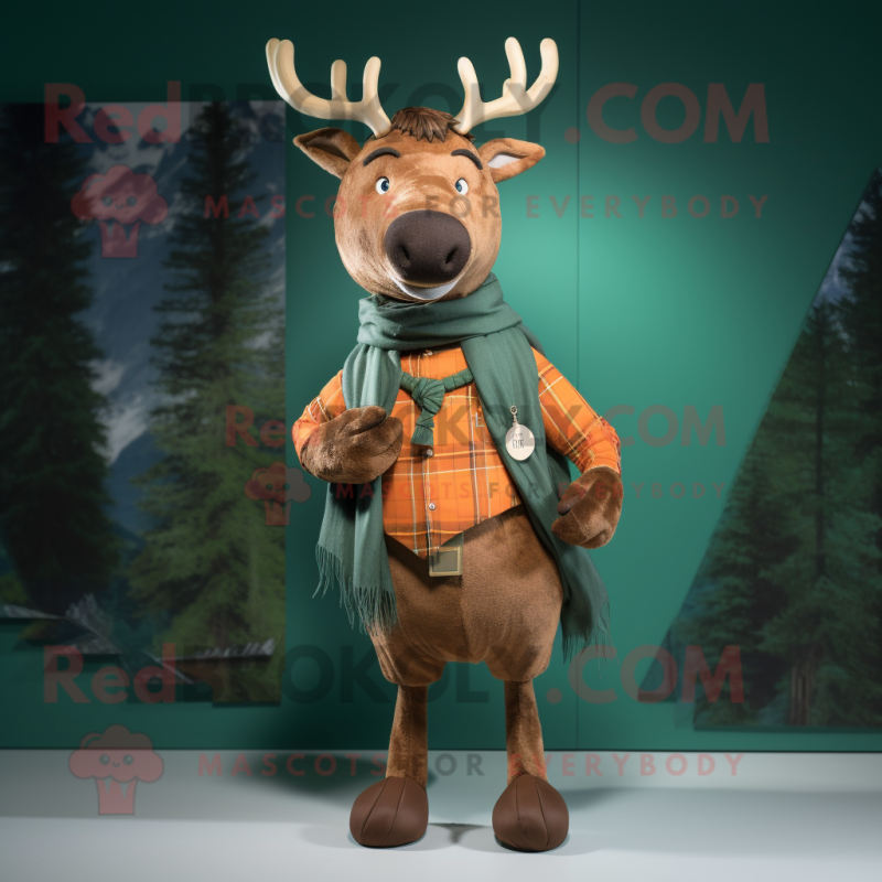 Rust Irish Elk mascot costume character dressed with a Romper and Scarf clips