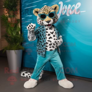 Blågrønn Cheetah maskot...