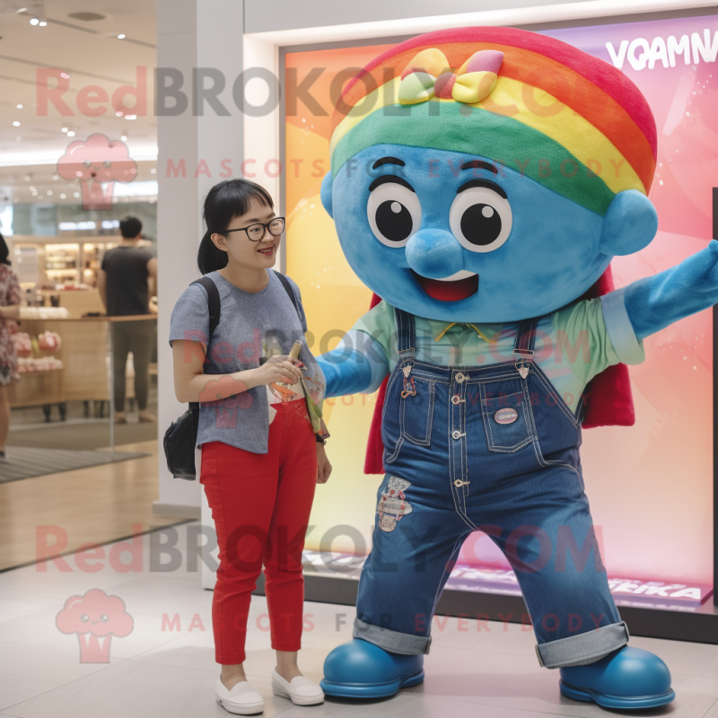 nan Rainbow mascot costume character dressed with a Denim Shorts and Watches nan Rainbow mascot costume character dressed with a Denim Shorts and Watches