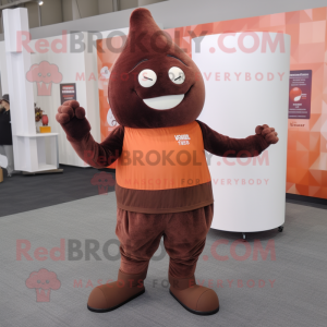 Rust Chocolates mascot costume character dressed with a Yoga Pants and Beanies