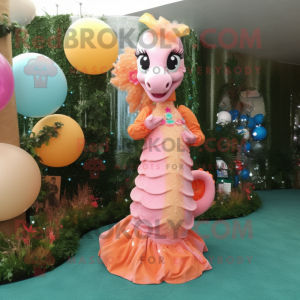 Peach Sea Horse maskot...