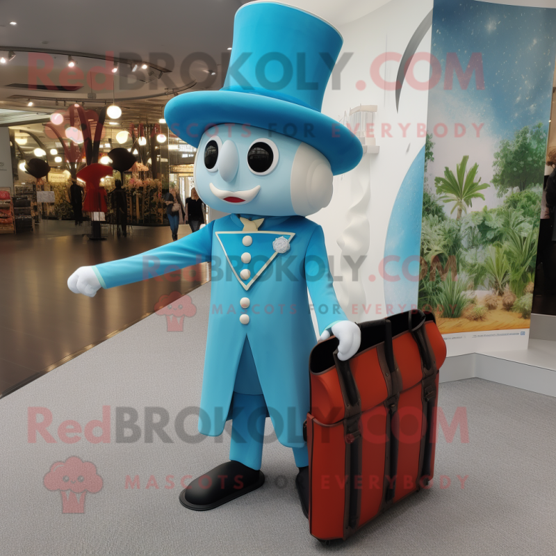 Sky Blue Ring Master mascot costume character dressed with a Leggings and Tote bags