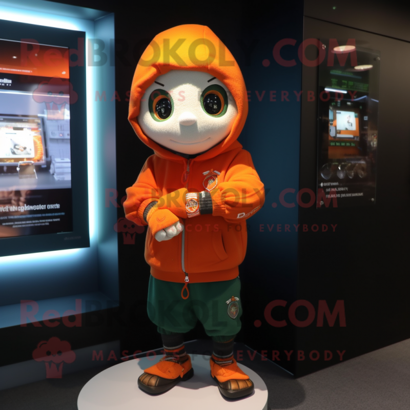 Orange Irish Flag mascot costume character dressed with a Hoodie and Bracelet watches