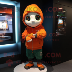 Orange Irish Flag mascot costume character dressed with a Hoodie and Bracelet watches