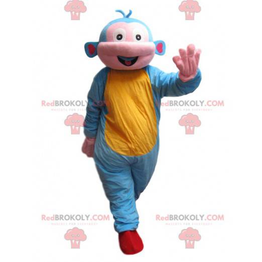 Blauwe en gele aap mascotte - Redbrokoly.com