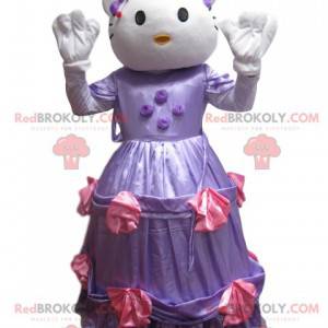 Mascotte Hello Kitty con un vestito di raso viola -