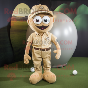 Tan Golf Ball maskot kostym...