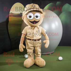 Tan golfbold maskot kostume...