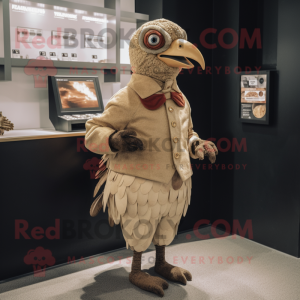 Beige Pheasant mascot costume character dressed with a Turtleneck and Coin purses